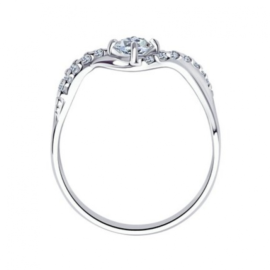 Серебряное кольцо 925, женское, с фианитом, размер 18