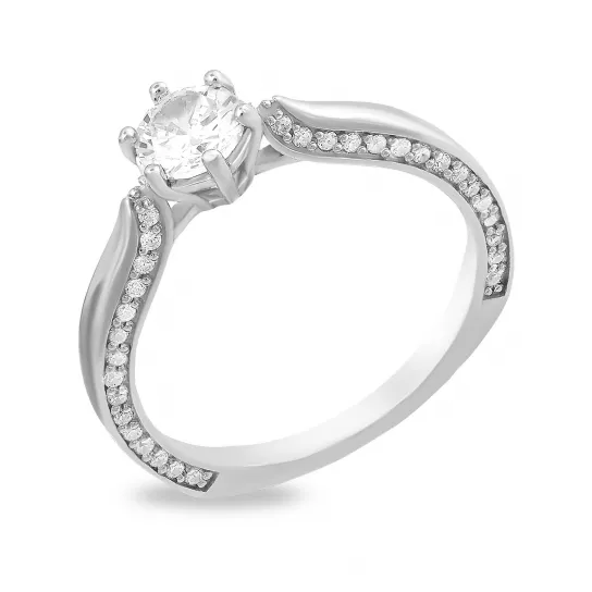 Кольцо с фианитом из серебра