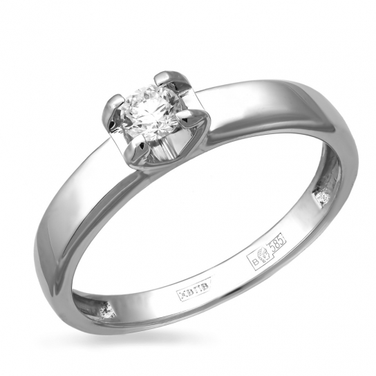 Золотое кольцо 585, женское, с бриллиантом, размер 17.5