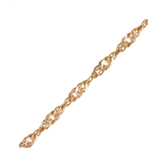 Золотая цепочка 585 на шею, плетение сингапур пустотелый, длина 45 см, цвет красное золото