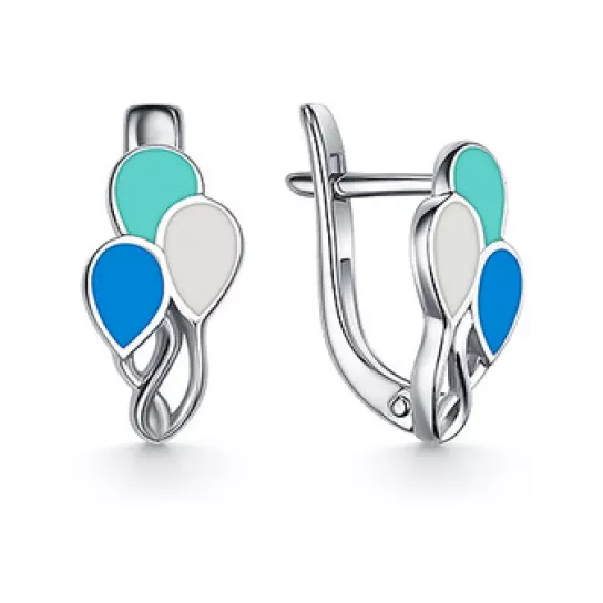 Серебряные серьги 925, детские, с эмалью