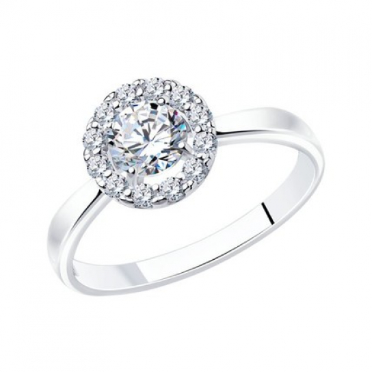 Серебряное кольцо 925, женское, с фианитом, размер 16.5