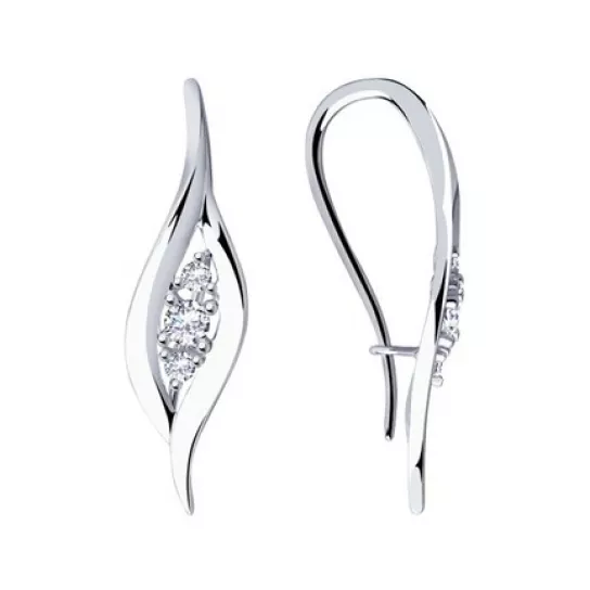 Серебряные серьги 925, женские, с фианитом