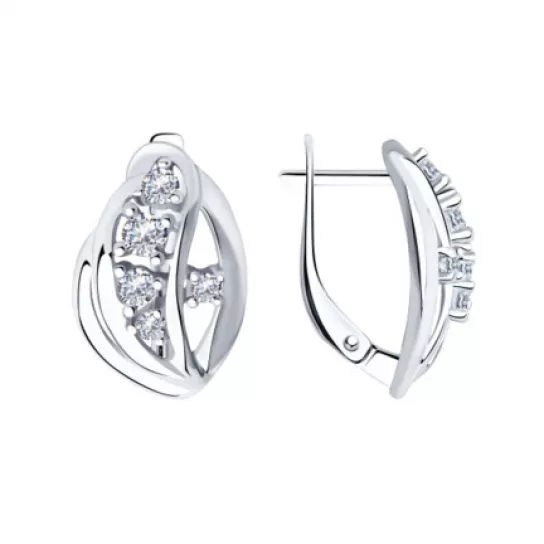 Серебряные серьги 925, женские, с фианитом