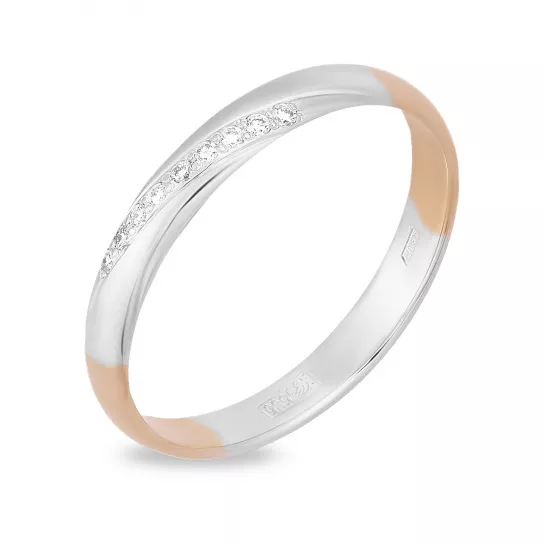 Золотое обручальное кольцо 585, с бриллиантом, размер 18