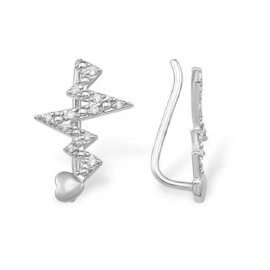 Серьги с фианитом из серебра