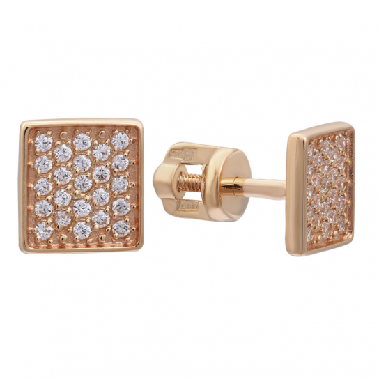 Пусеты с фианитом из золота