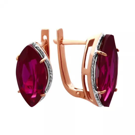 Золотые серьги 585, женские, с корундом