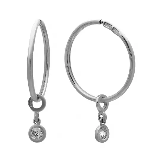Серьги с фианитом из серебра