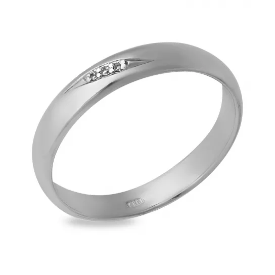 Кольцо обручальное с бриллиантом из серебра