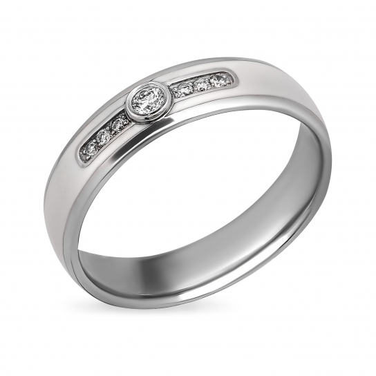 Серебряное обручальное кольцо 925, с фианитом, размер 18.2