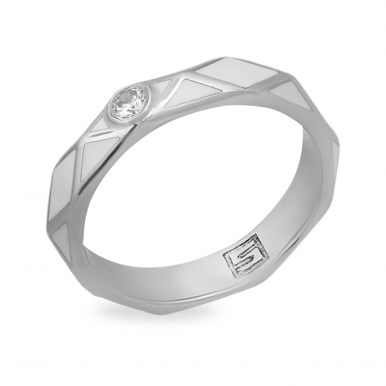 Серебряное обручальное кольцо 925, с фианитом, размер 17