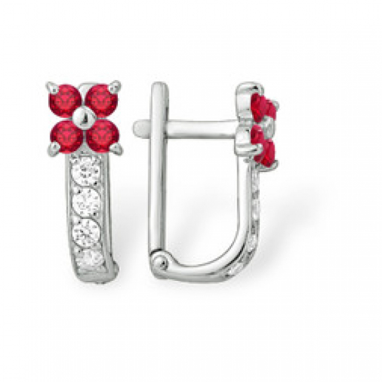 Серьги детские с фианитом из серебра