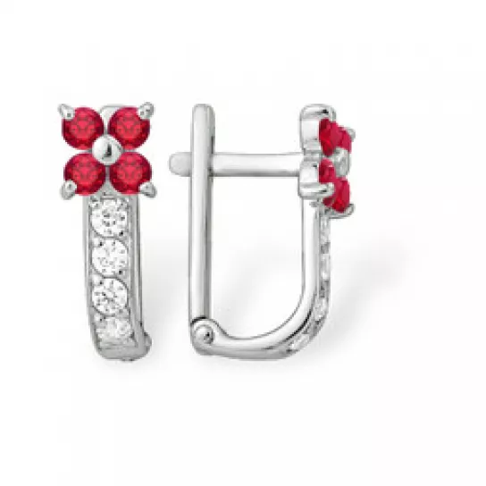 Серьги детские с фианитом из серебра