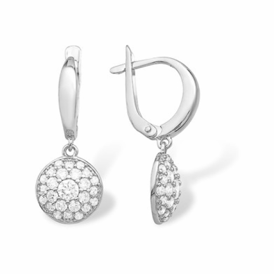 Серебряные серьги 925, женские, с фианитом