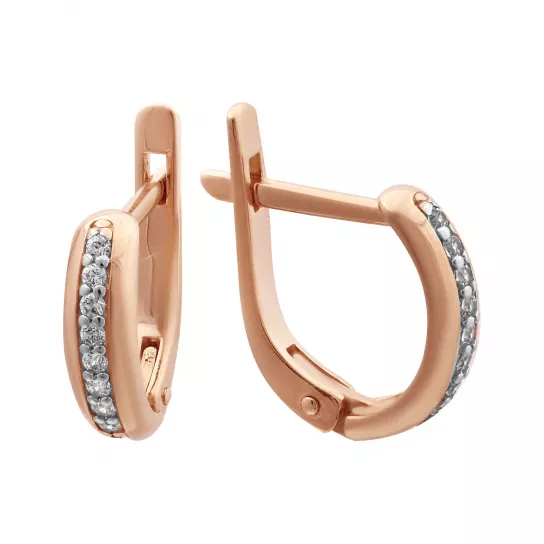 Золотые серьги 585, женские, с фианитом