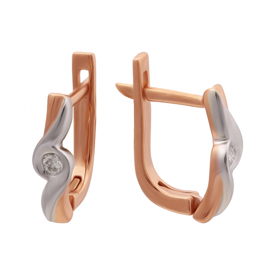 Золотые серьги 585, женские, с бриллиантом