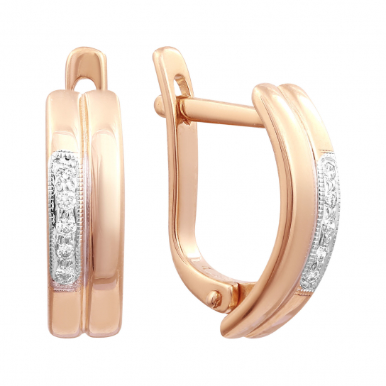 Золотые серьги 585, женские, с бриллиантом