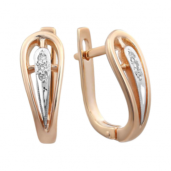 Золотые серьги 585, женские, с бриллиантом