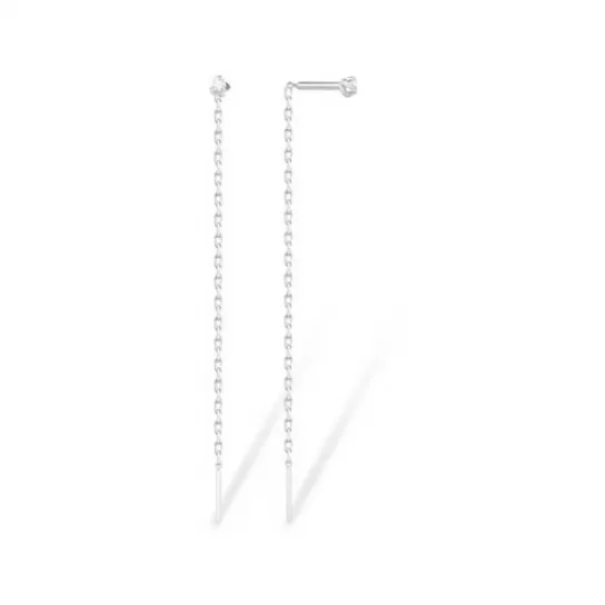 Серьги-продевки с фианитом из серебра