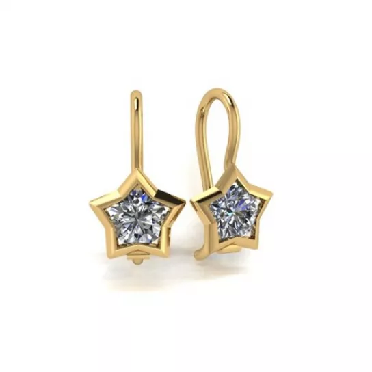 Серьги детские с фианитом из золота