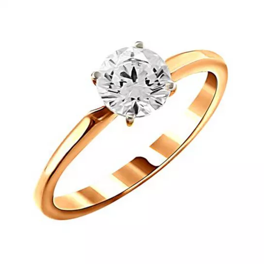 Золотое кольцо 585, женское, с фианитом, размер 18