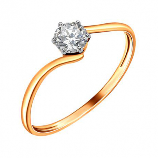 Золотое кольцо 585, женское, с фианитом, размер 17