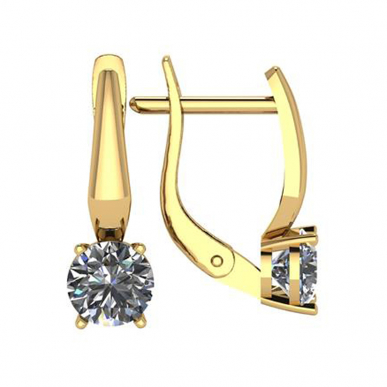 Золотые серьги 585, женские, с фианитом