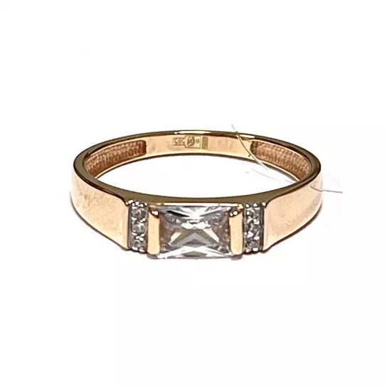 Золотое кольцо 585, женское, с фианитом, размер 17.5