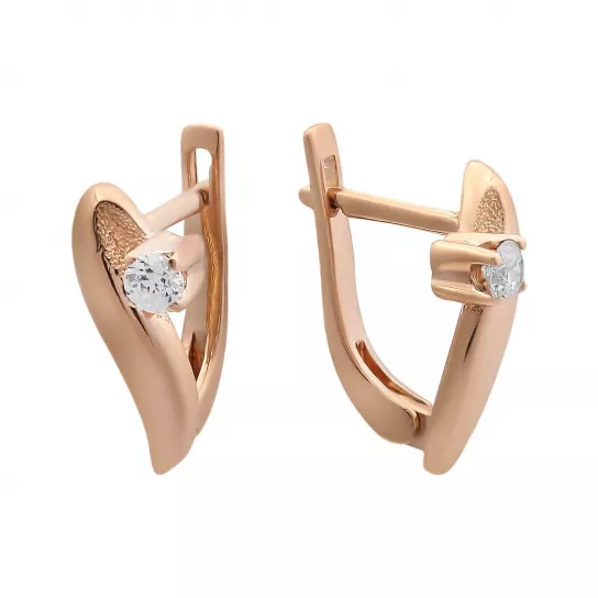 Серьги с фианитом из золота