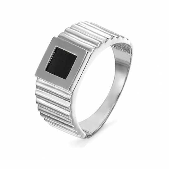 Кольцо-печатка с фианитом из серебра