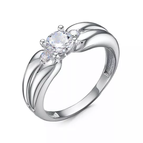 Серебряное кольцо 925, женское, с фианитом, размер 15.5