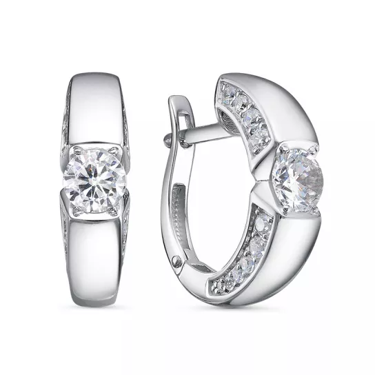 Серебряные серьги 925, женские, с фианитом