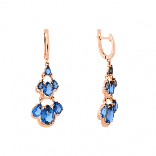 Золотые серьги 585, женские, с топазом