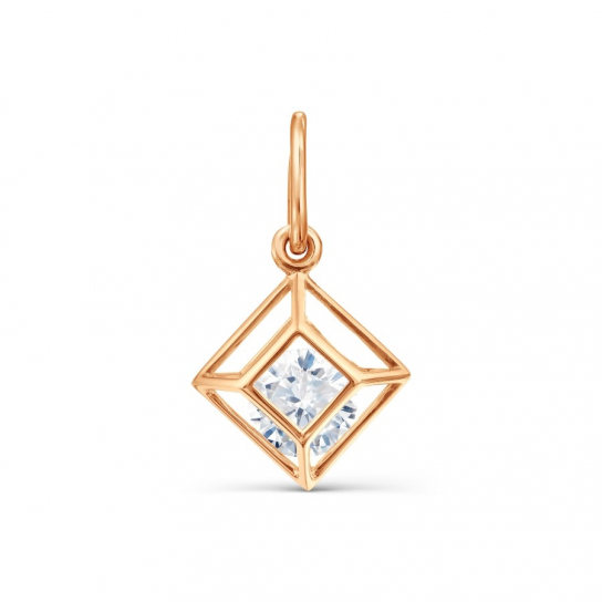 Золотая подвеска 585, женская, с фианитом