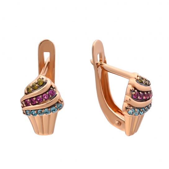 Серьги детские с фианитом из золота