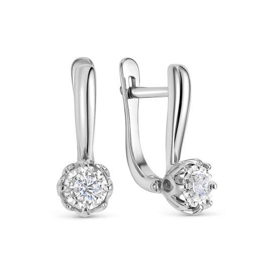 Золотые серьги 585, женские, с бриллиантом