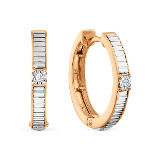 Золотые серьги 585, женские, с бриллиантом