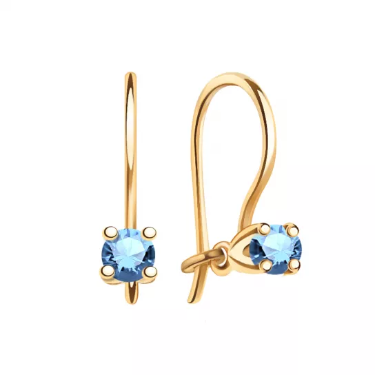 Серьги детские с фианитом из золота