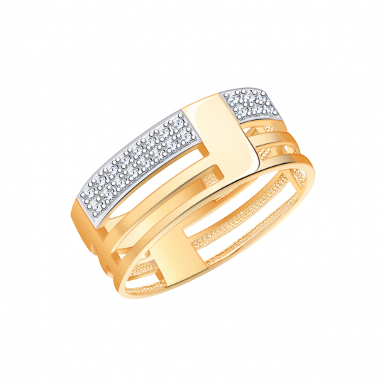 Золотое кольцо 585, женское, с фианитом, размер 18