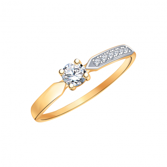 Золотое кольцо 585, женское, с фианитом, размер 16