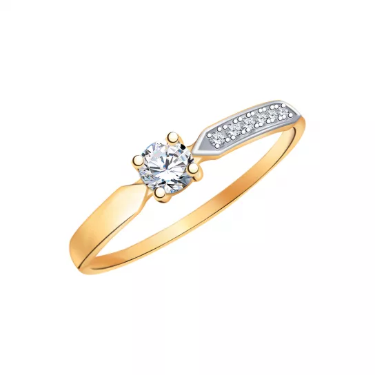 Кольцо с фианитом из золота