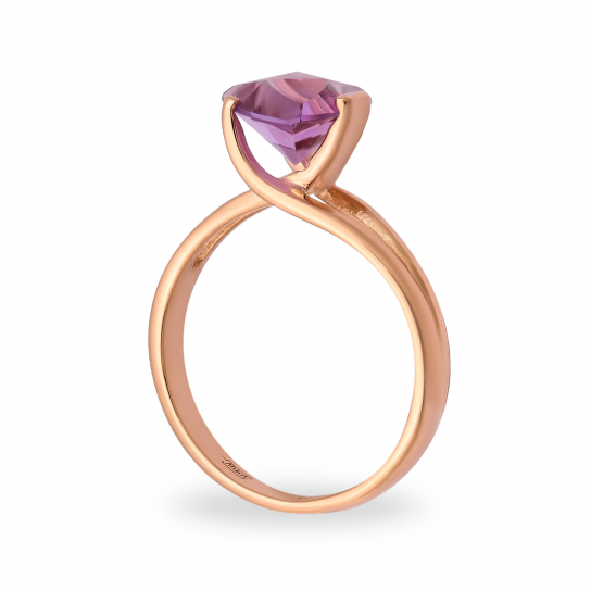 Золотое кольцо 585, женское, с аметистом, размер 19