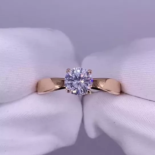 Золотое кольцо 585, женское, с фианитом, размер 19