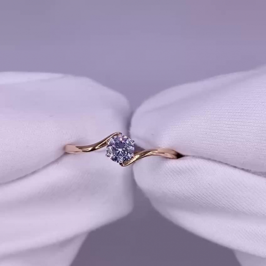 Золотое кольцо 585, женское, с фианитом, размер 17