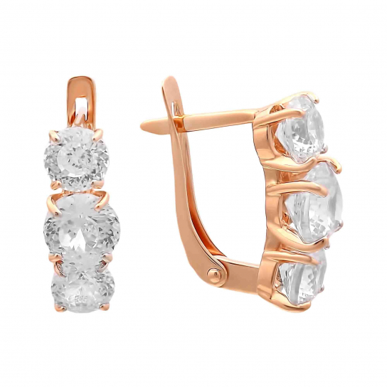 Золотые серьги 585, женские, с фианитом