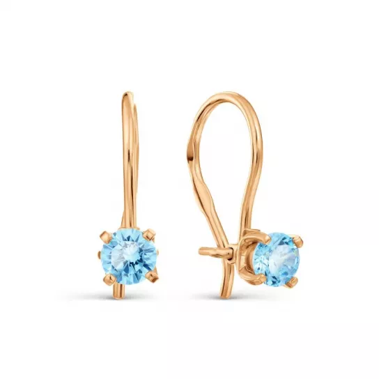 Серьги детские с фианитом из золота