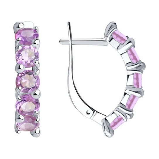 Серебряные серьги 925, женские, с аметистом