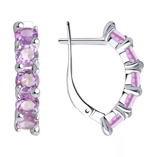 Серебряные серьги 925, женские, с аметистом