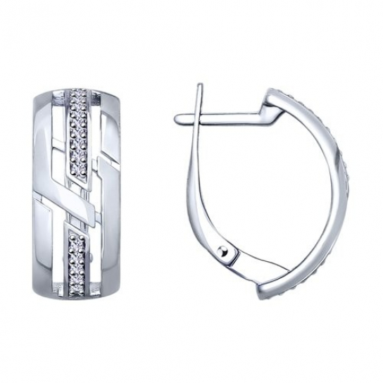 Серебряные серьги 925, женские, с фианитом